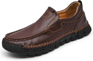 Men's Premium Genuine Cowhide Leather Loafers, Fashion Genuine Leather Casual Walking Shoes, Driving Shoes, Casual Leather Shoes, Pure Hand Sewn Shoes