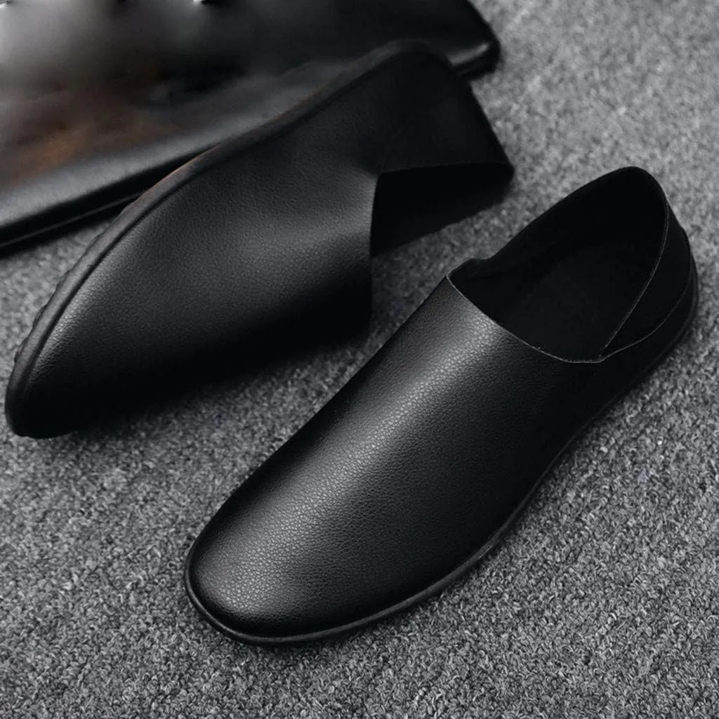 Men's Reathable Stretch Canvas Shoes Slip-On Comfortable Light-Weight Shoe Casual Soft Flat Soled Walking Shoes