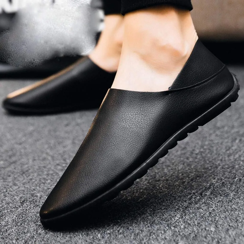 Men's Reathable Stretch Canvas Shoes Slip-On Comfortable Light-Weight Shoe Casual Soft Flat Soled Walking Shoes