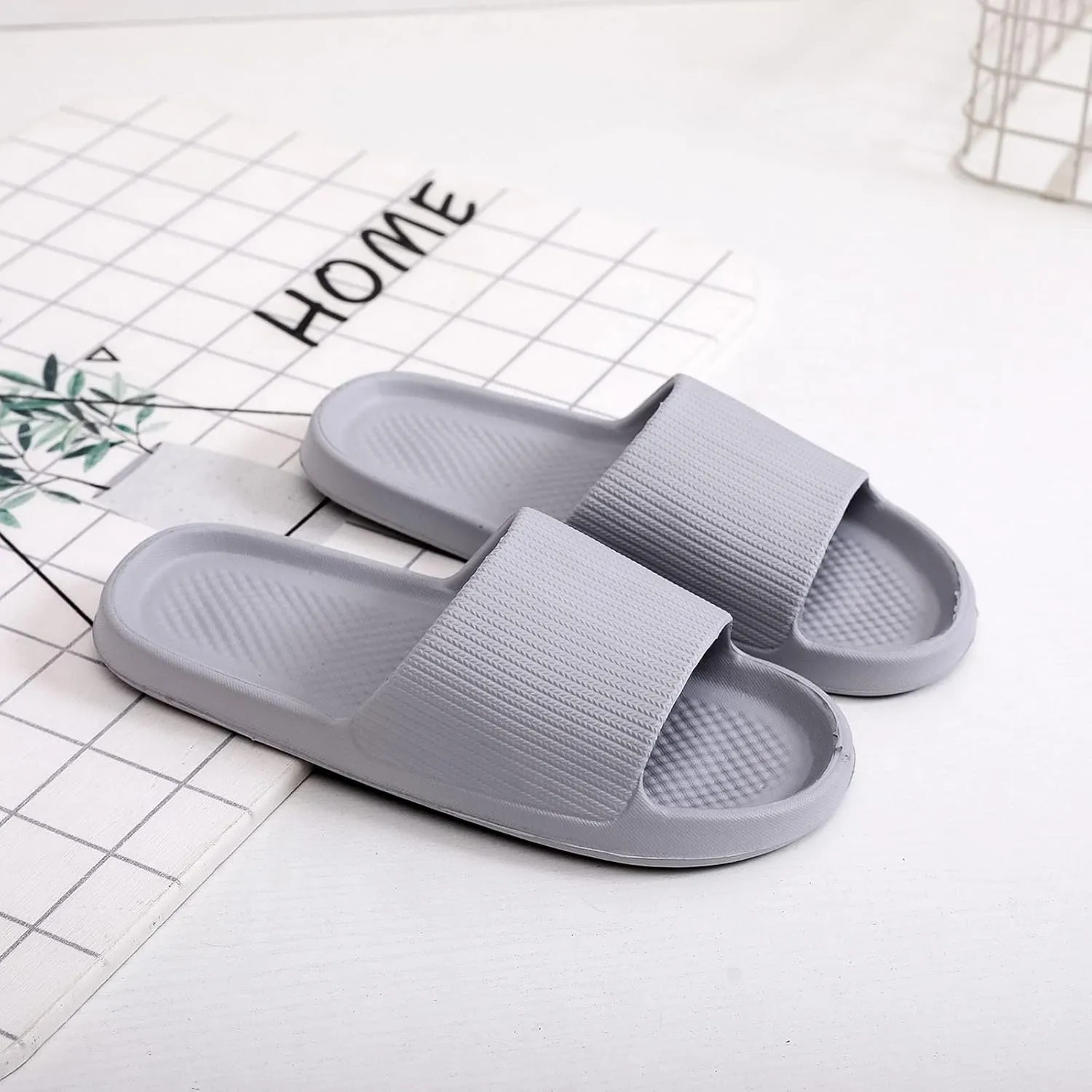 Mens Slides Shower Shoes Women Bathroom Slippers Men Slides for Women Beach Drainage Hole Comfortable Slippers
