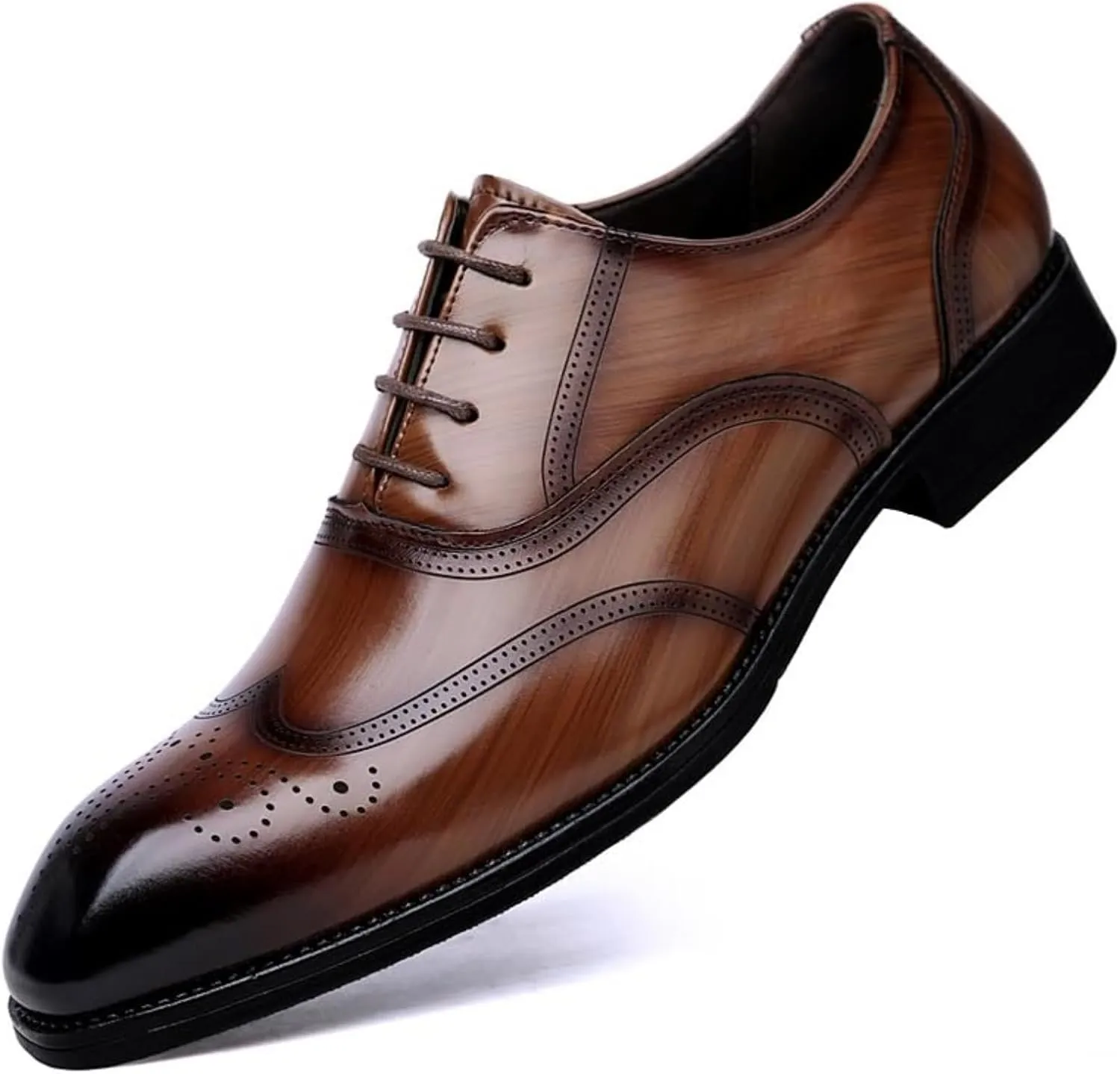 Men's Slip-On Leather New Oxford Shoes, Men's Breathable Oxfords Formal Dress High Heels Genuine Leather Large Size Low Top Formal Suit Shoes