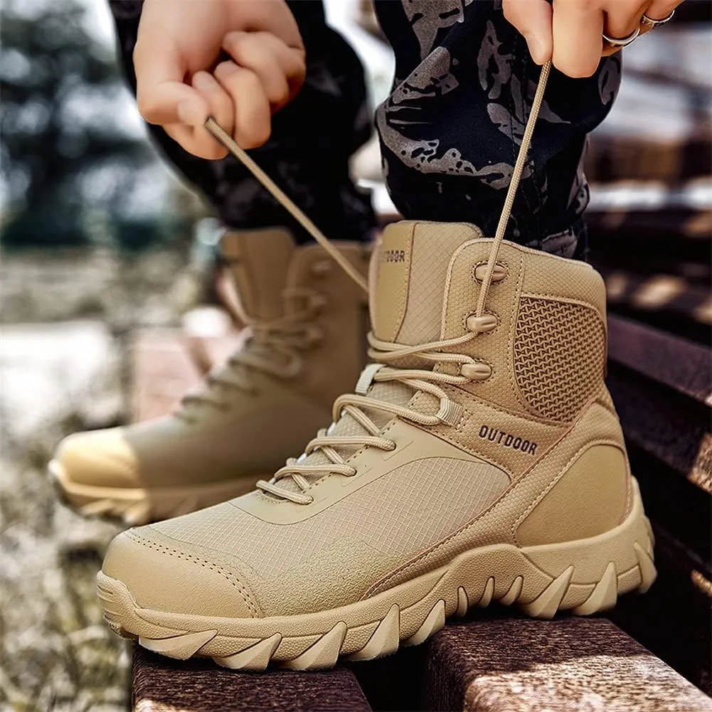 Men’s Tactical Boots Lightweight Combat Boots Durable Suede Leather and Rubber Sole Military Work and Desert Boots