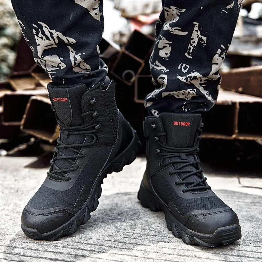 Men’s Tactical Boots Lightweight Combat Boots Durable Suede Leather and Rubber Sole Military Work and Desert Boots