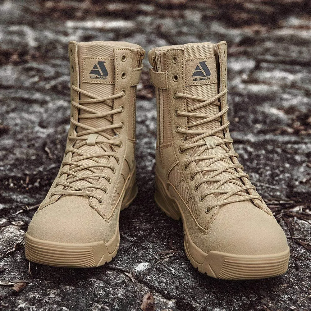 Mens Tactical Boots Lightweight Combat Boots Durable Suede Leather and Rubber Sole Military Work and Desert Boots