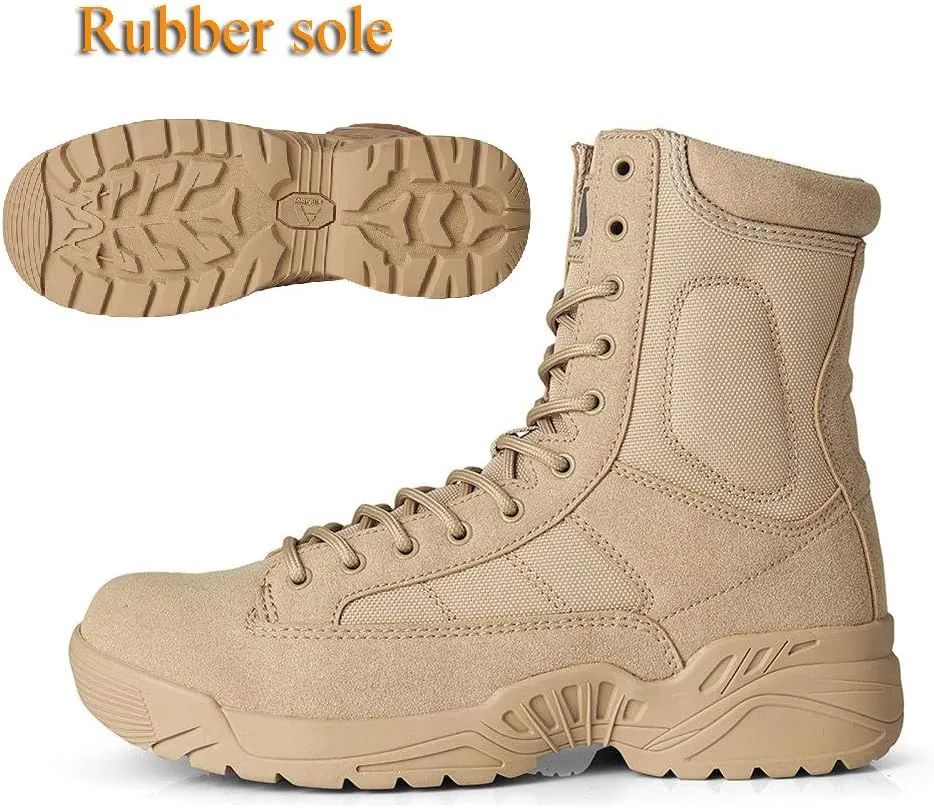 Mens Tactical Boots Lightweight Combat Boots Durable Suede Leather and Rubber Sole Military Work and Desert Boots