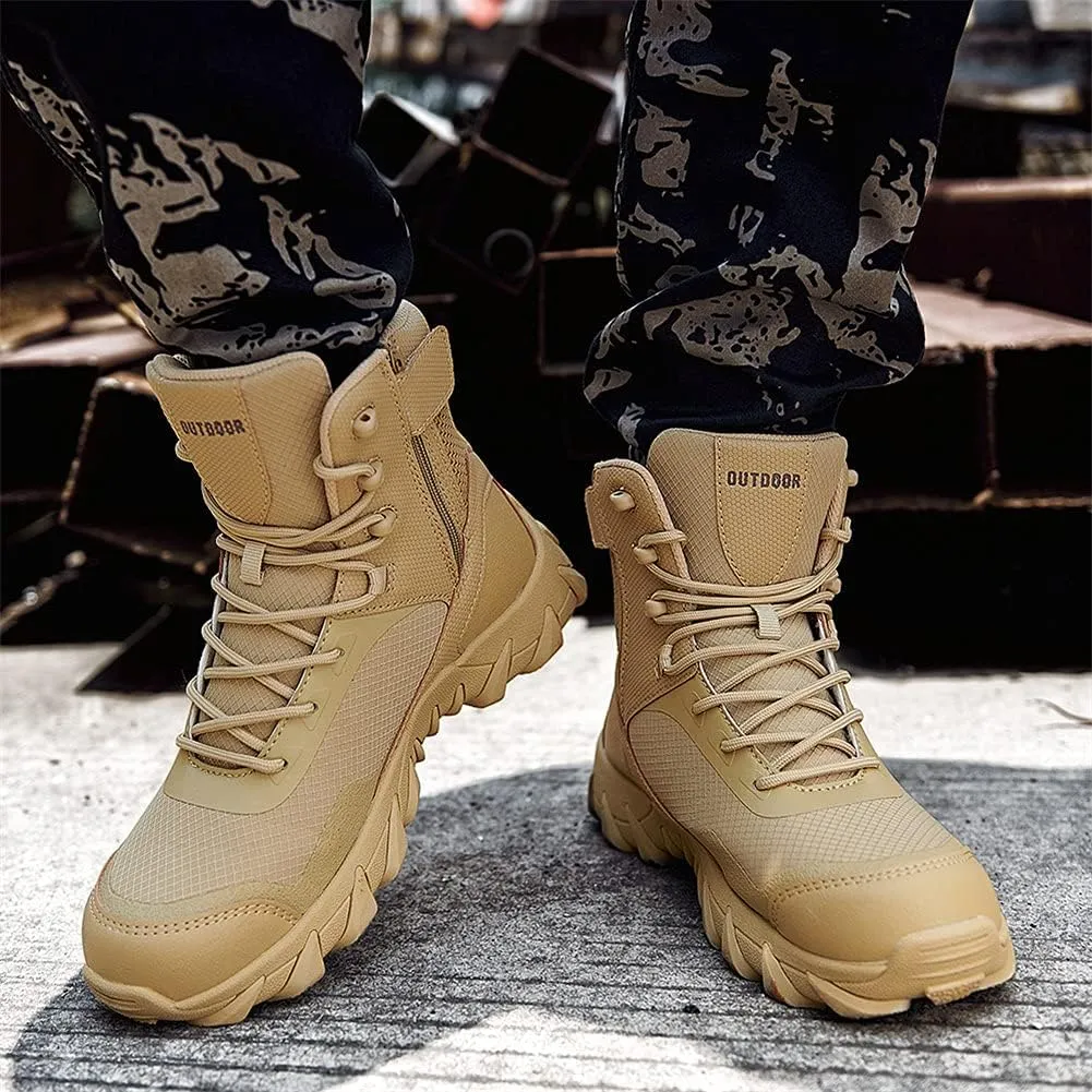 Mens Tactical Boots Lightweight Combat Boots Durable Suede Leather and Rubber Sole Military Work and Desert Boots