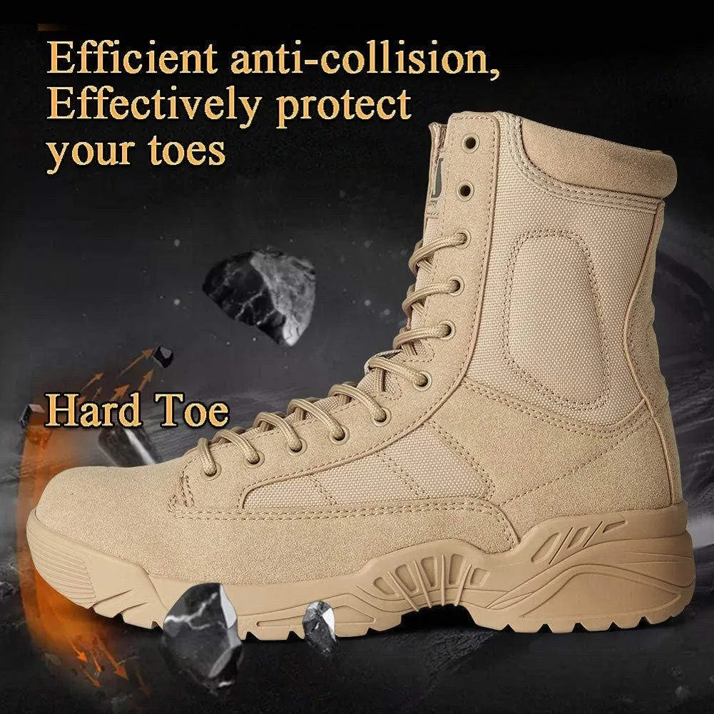 Mens Tactical Boots Lightweight Combat Boots Durable Suede Leather and Rubber Sole Military Work and Desert Boots