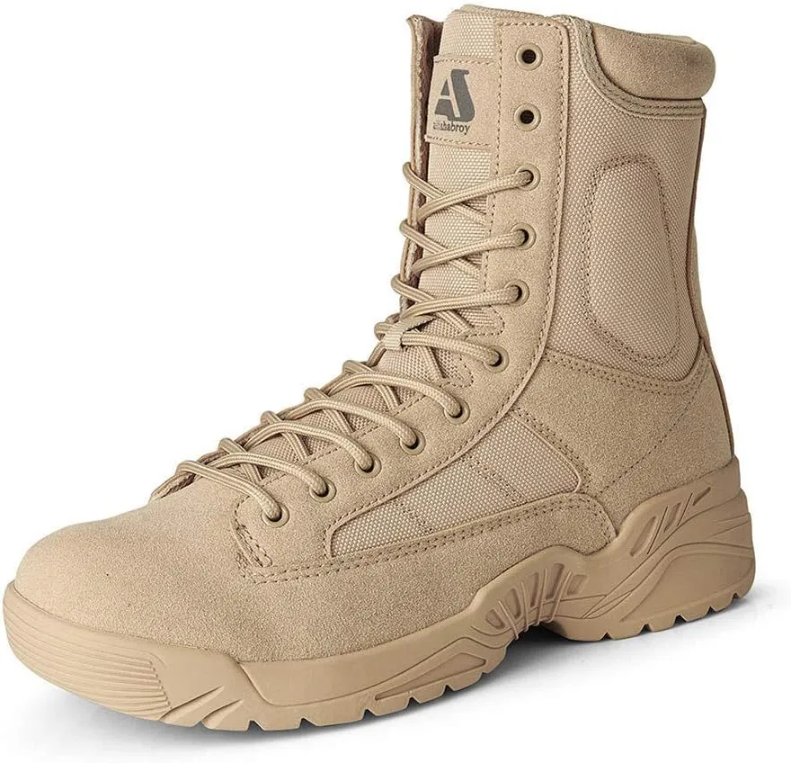 Mens Tactical Boots Lightweight Combat Boots Durable Suede Leather and Rubber Sole Military Work and Desert Boots