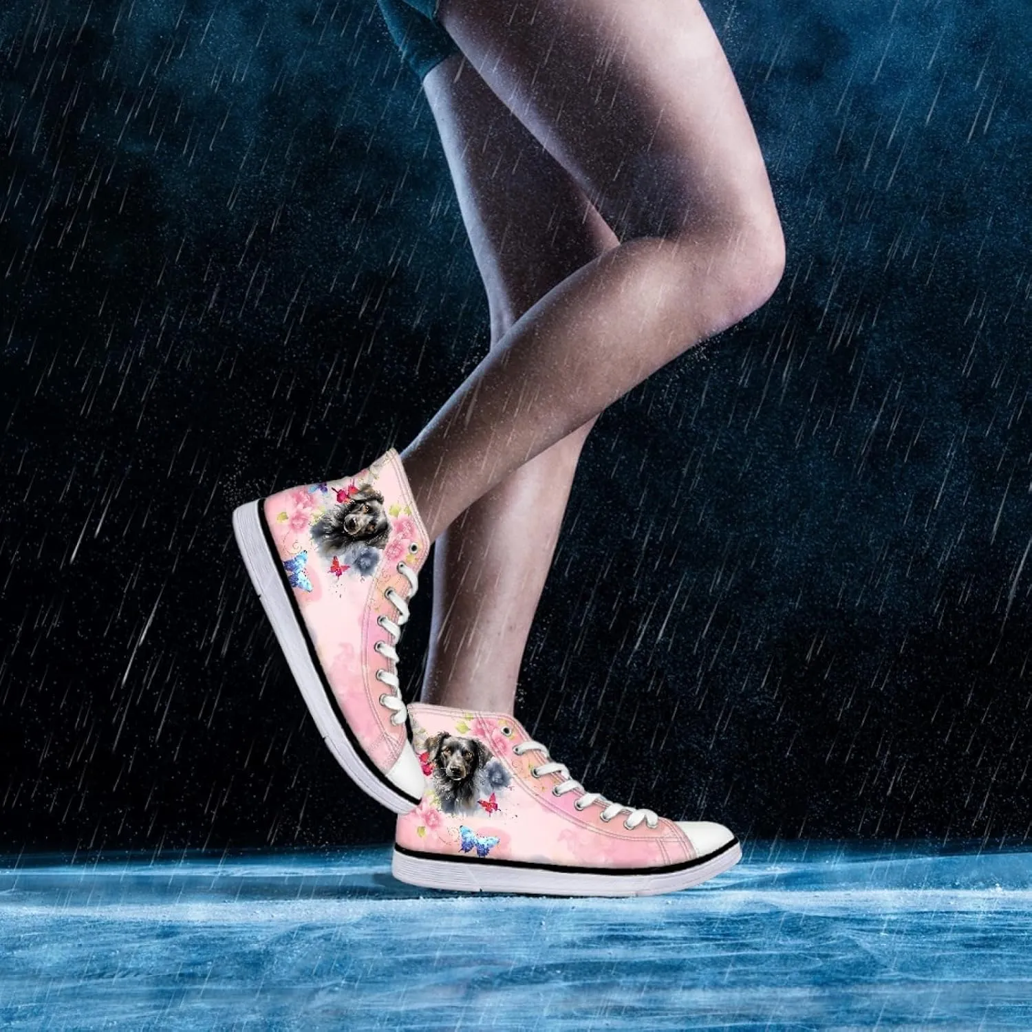 Micoklinlin Canvas Sneakers Women Novelty Canvas Shoes Girls High Top Running Shoes Lace Up Casual Classic Walking Shoes