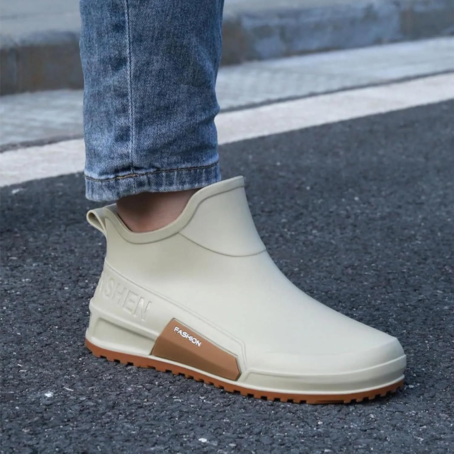 Mid Calf Rain Boots Women Mens Grounded Footwear Booties for Woman Slip On Barefoot Shoes Women's Ankle Rain Boots Rubber Fishing Deck Womens Boots Fall 2024