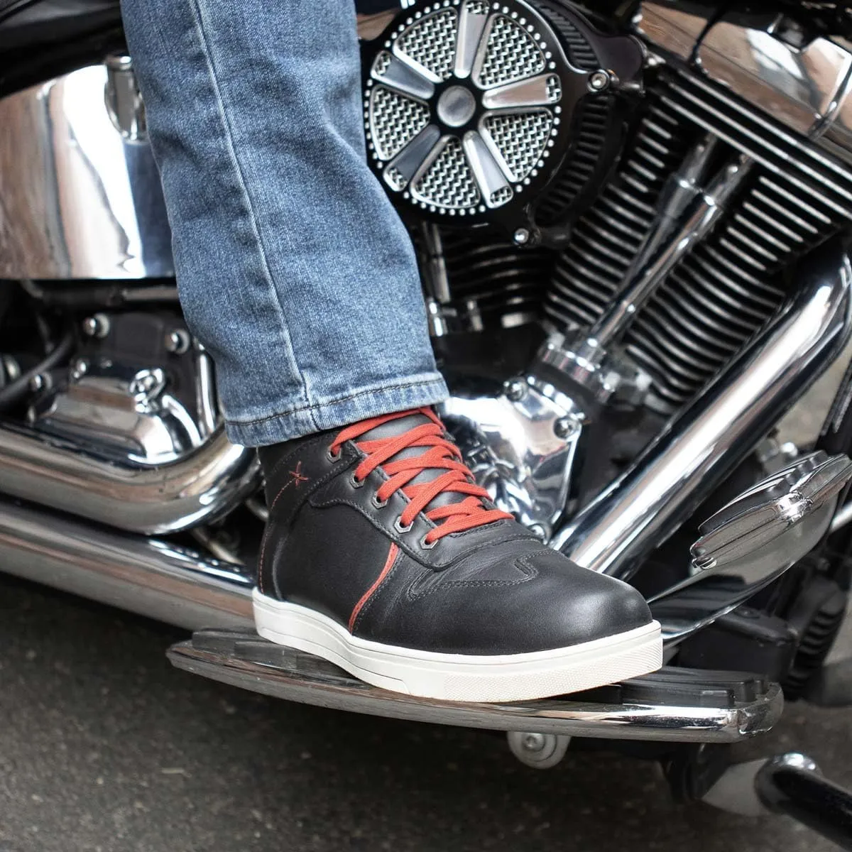 Milwaukee Leather Men's Motorcycle Reinforced Street Biker Casual Riding Shoes Leather Suede Canvas - 14