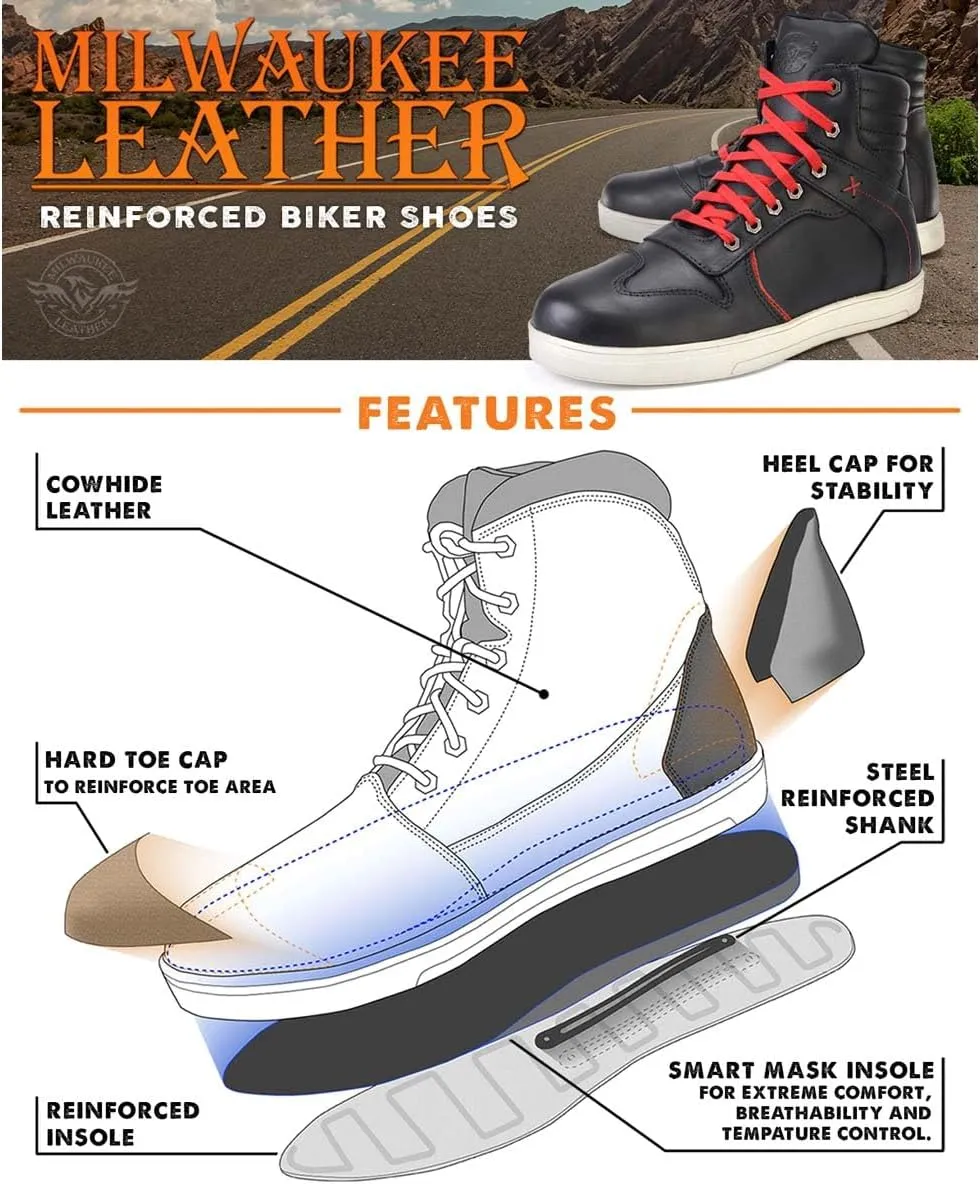 Milwaukee Leather Men's Motorcycle Reinforced Street Biker Casual Riding Shoes Leather Suede Canvas - 14