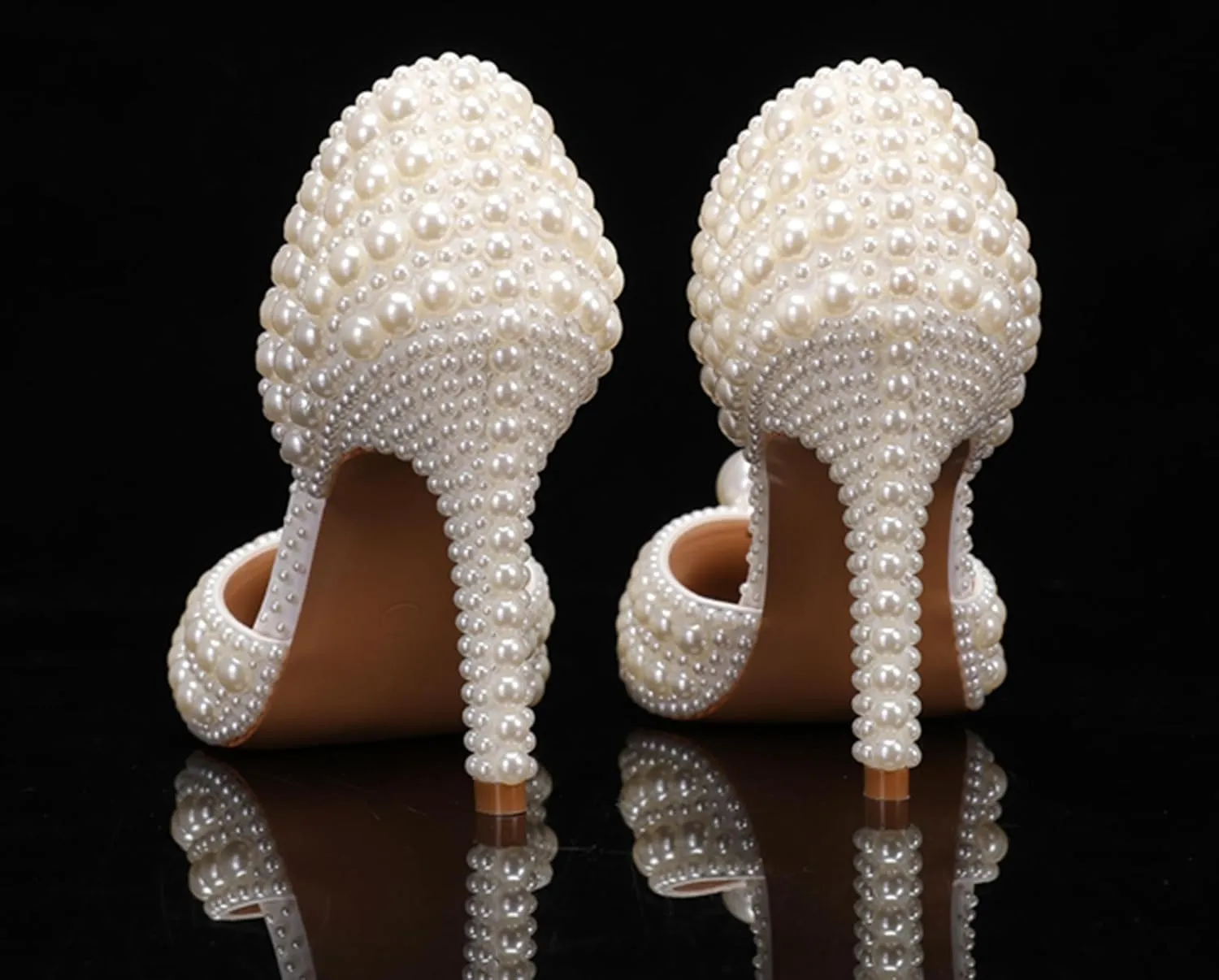 Minishion Womens Slip On Shoes for Wedding with Pearl Beaded Elegant Evening Prom Pumps