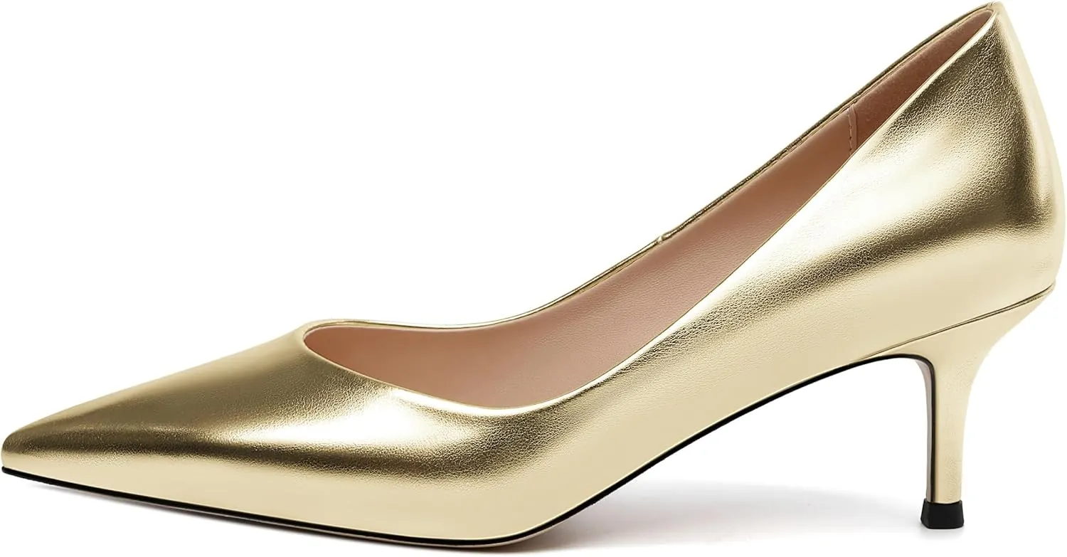 MOVINSTEPS Closed Pointed Toe Low Heels Pumps for Women Comfortable Classic Wedding Business Dressy Shoes 2.5 Inch