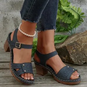Orthopedic Wedge Sandals for Women Comfortable,Fashion Chunky Heels Sandals Women Comfy Open Toe Block Heeled Sandals Ankle Strappy Corks Heels Chunky Platform Heels for Women Summer Dress Shoes 