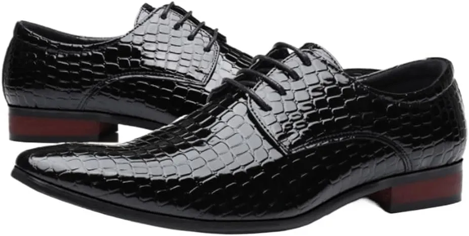 Oxford Shoes for Men Men Formal Snake Skin Prints Classic Style Dress Leather Shoes Lace Up Pointed Toe Formal Prom Wedding Shoes Men Wedding Shoes