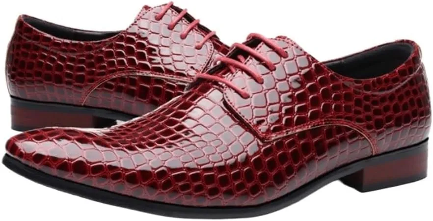 Oxford Shoes for Men Men Formal Snake Skin Prints Classic Style Dress Leather Shoes Lace Up Pointed Toe Formal Prom Wedding Shoes Men Wedding Shoes