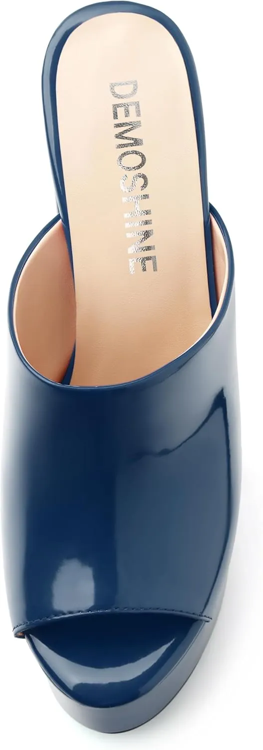 Platform Chunky Heels Sandals for Women Slip on Open Peep Toe Slide on Block High Heels Sexy Club Party Candies Shoes 6 Inch
