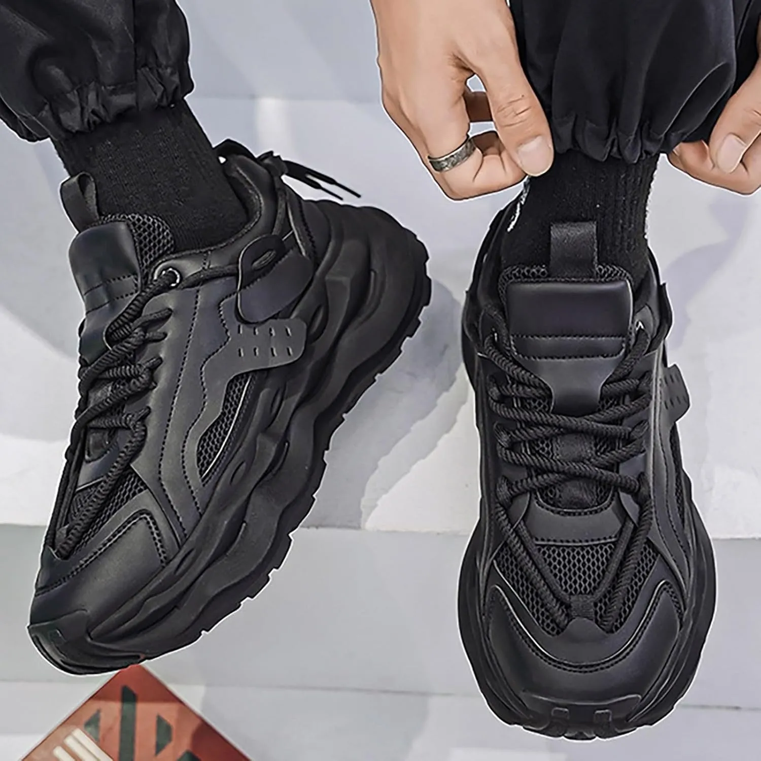 Platform Sneakers for Women Running Shoes for Men Men's Casual Dress Sneakers Wide Toe Box Trendy Casual Loafers for Women 2024 Black Sneakers for Men