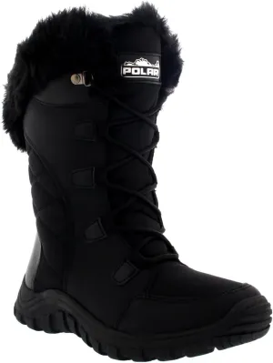 POLAR Womens Quilted Faux Fur Cuff Winter Duck Rubber Sole Durable Snow Rain Outdoor Boots