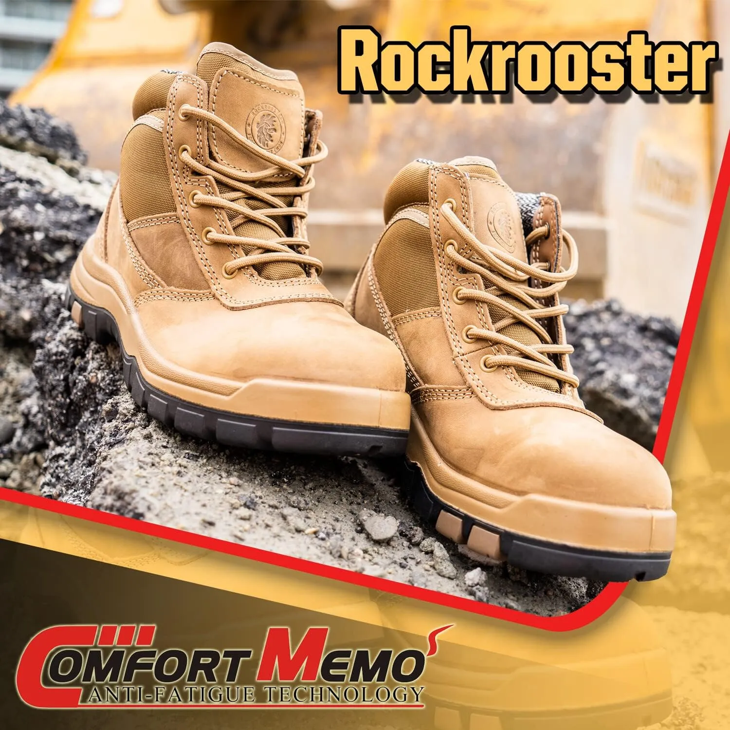ROCKROOSTER Work Boots for Men, Durable Comfortable and Breatable Work Shoes