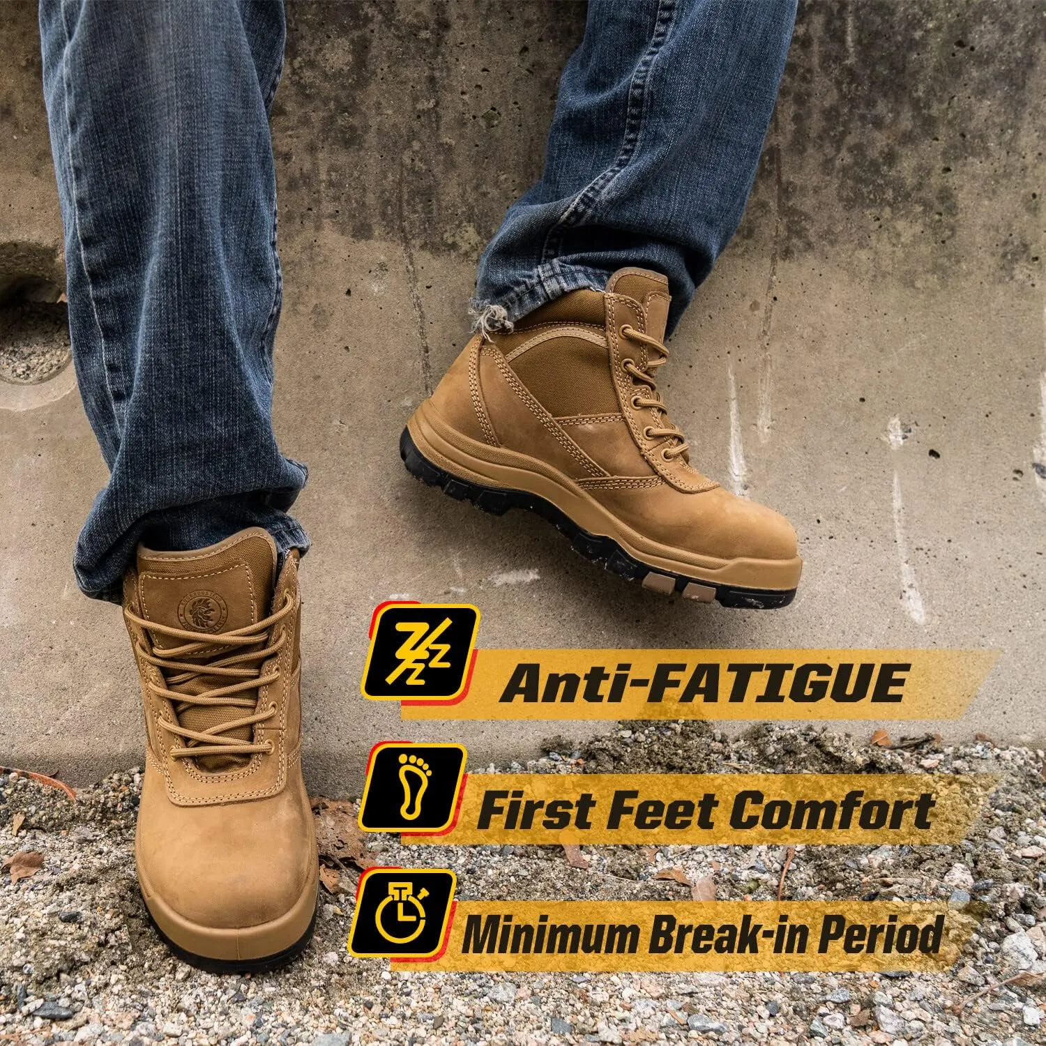 ROCKROOSTER Work Boots for Men, Durable Comfortable and Breatable Work Shoes