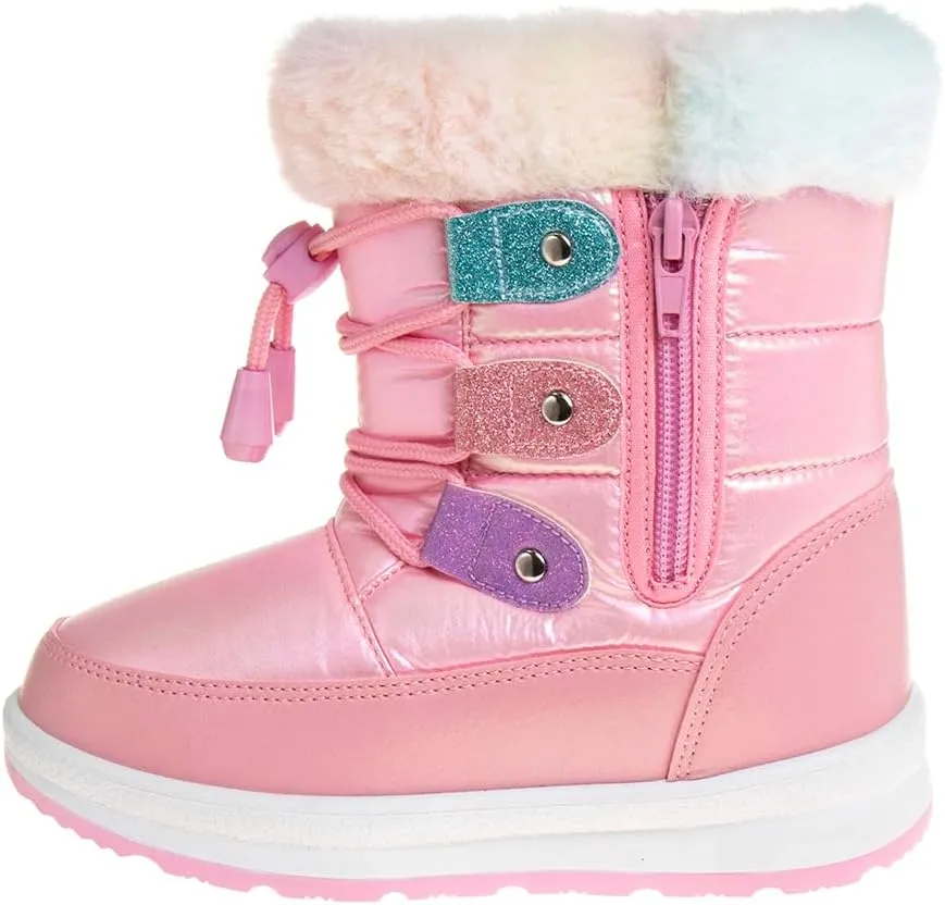 Rugged Bear Boys Girls Snow Boots - Warm Comfort Winter Calf Boots (Toddler - Little Kid - Big Kid)