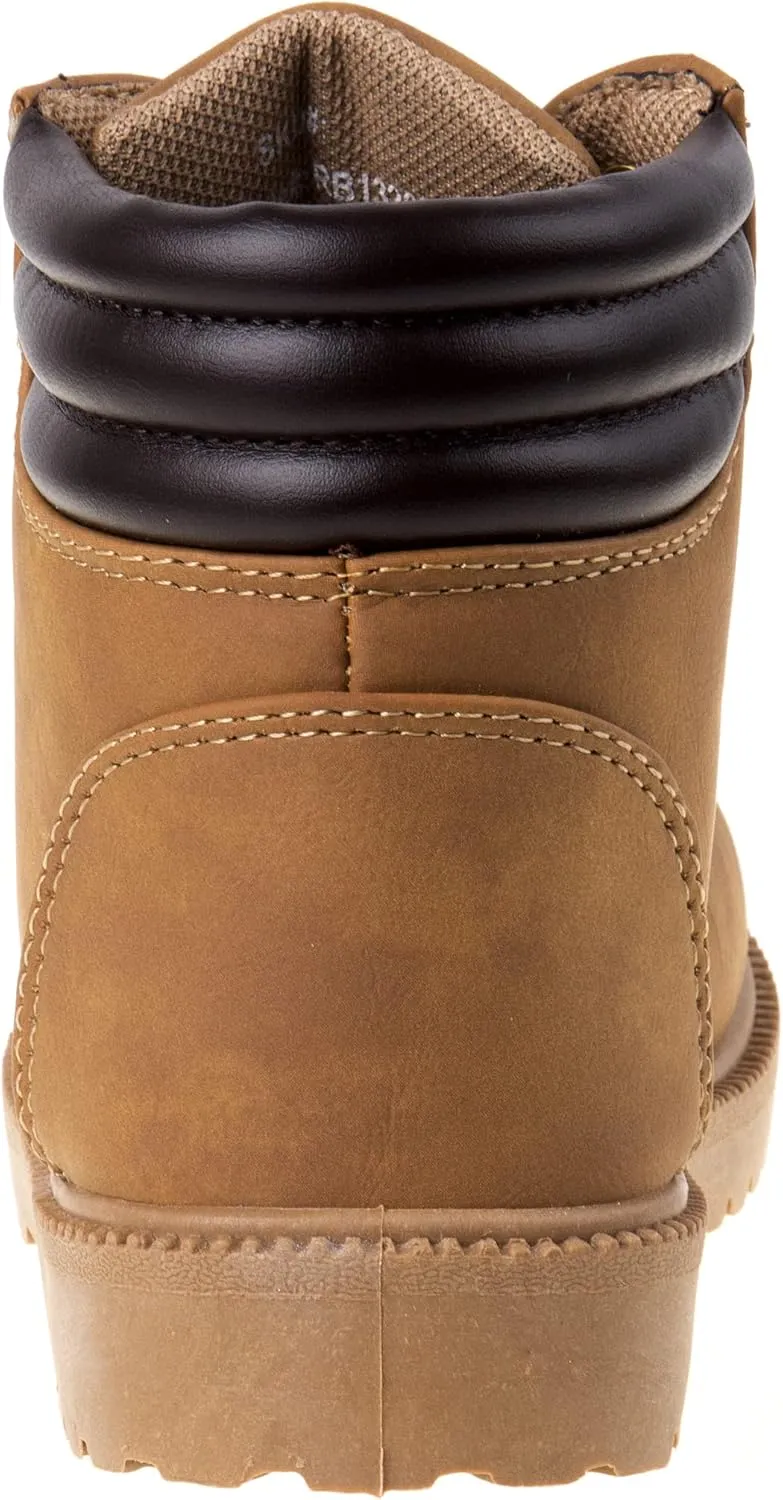 Rugged Bear Kids Hiking Outdoor Waterproof Lace-up Comfort Urban Styled Boots - Black/Tan/Pink (Toddler/Little Kid/Big Kid)