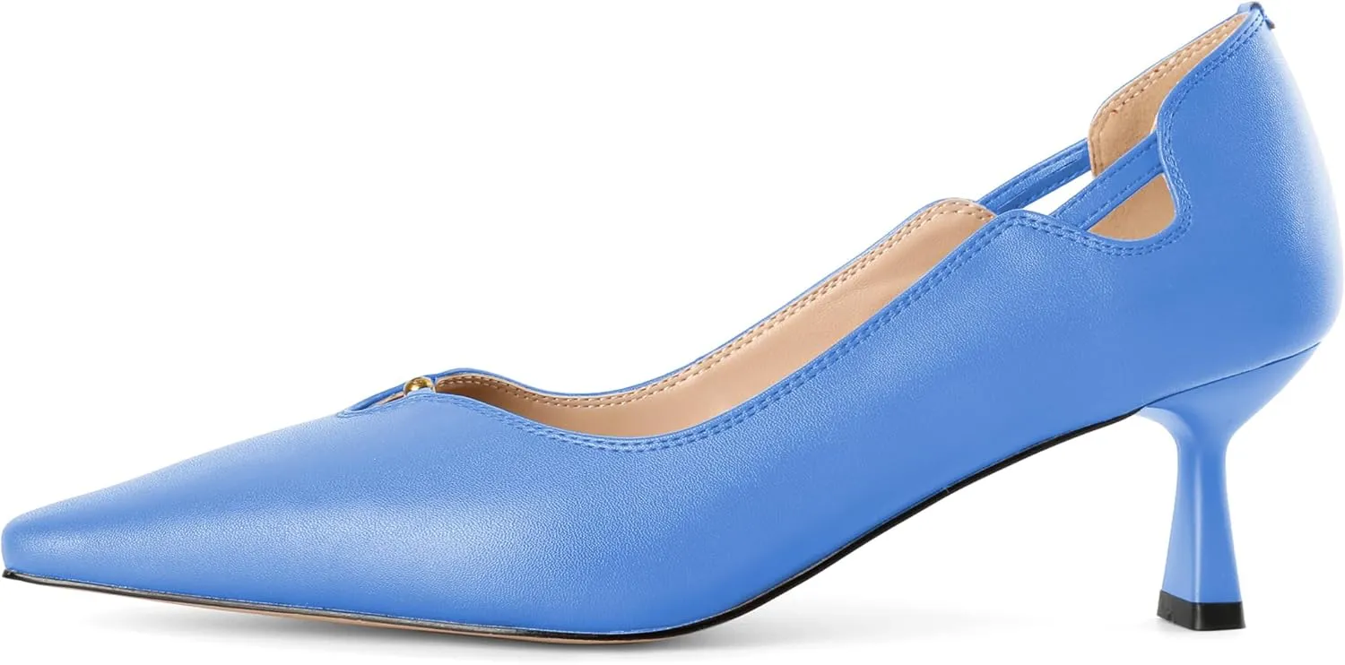 SAMMITOP Women's Kitten Heel Pumps Square Toe Low Heels Comfortable Elegant Office Work Dress Shoes 2.5 Inch