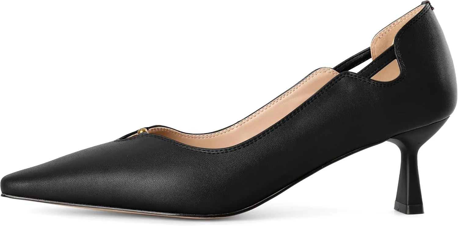 SAMMITOP Women's Kitten Heel Pumps Square Toe Low Heels Comfortable Elegant Office Work Dress Shoes 2.5 Inch
