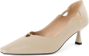 SAMMITOP Women's Kitten Heel Pumps Square Toe Low Heels Comfortable Elegant Office Work Dress Shoes 2.5 Inch