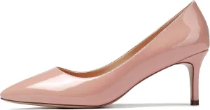 SAMMITOP Women's Pointed Toe Mid Heel Classic Pumps Slip On Elegant Formal Party Dress Shoes