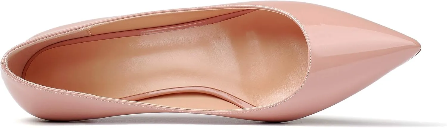SAMMITOP Women's Pointed Toe Mid Heel Classic Pumps Slip On Elegant Formal Party Dress Shoes