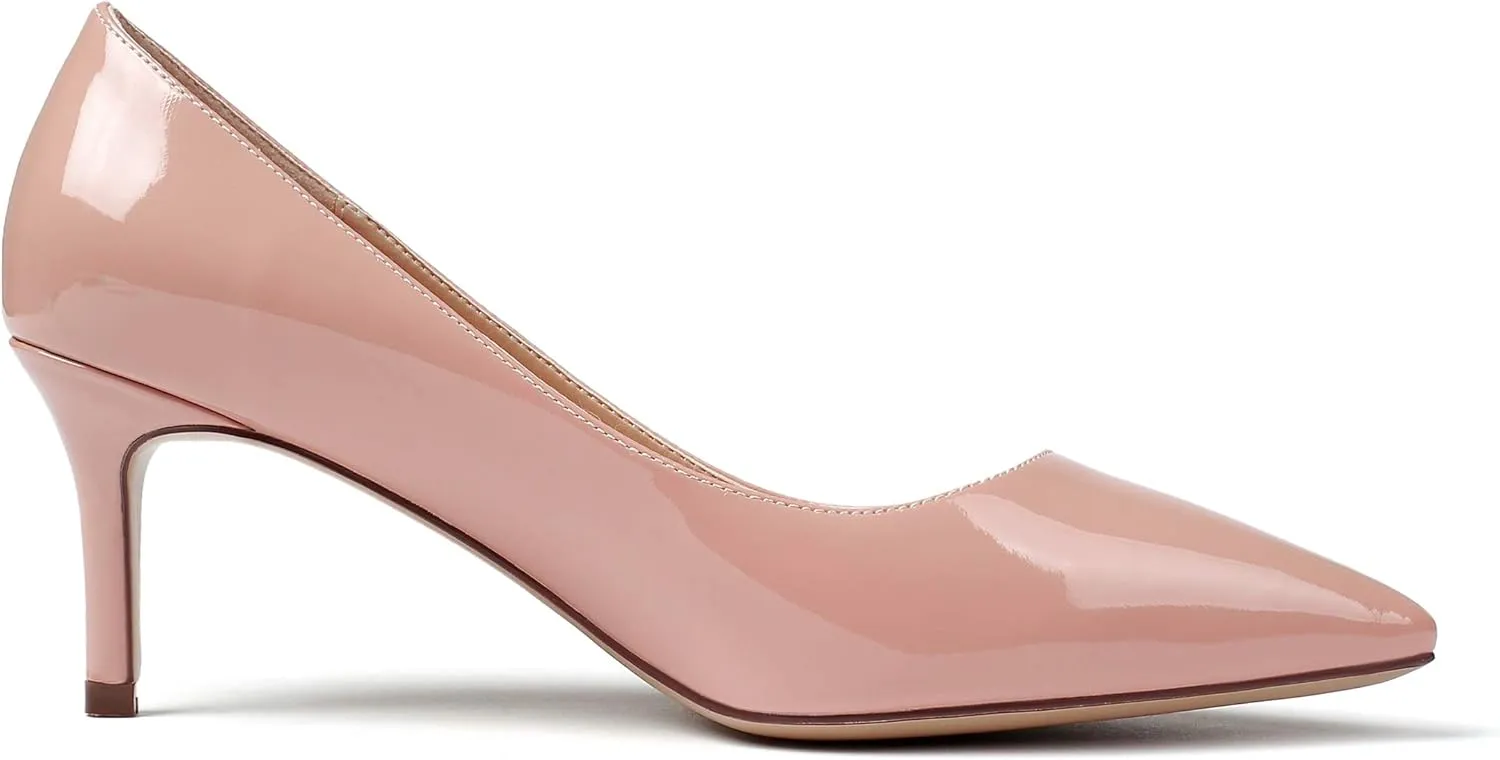 SAMMITOP Women's Pointed Toe Mid Heel Classic Pumps Slip On Elegant Formal Party Dress Shoes