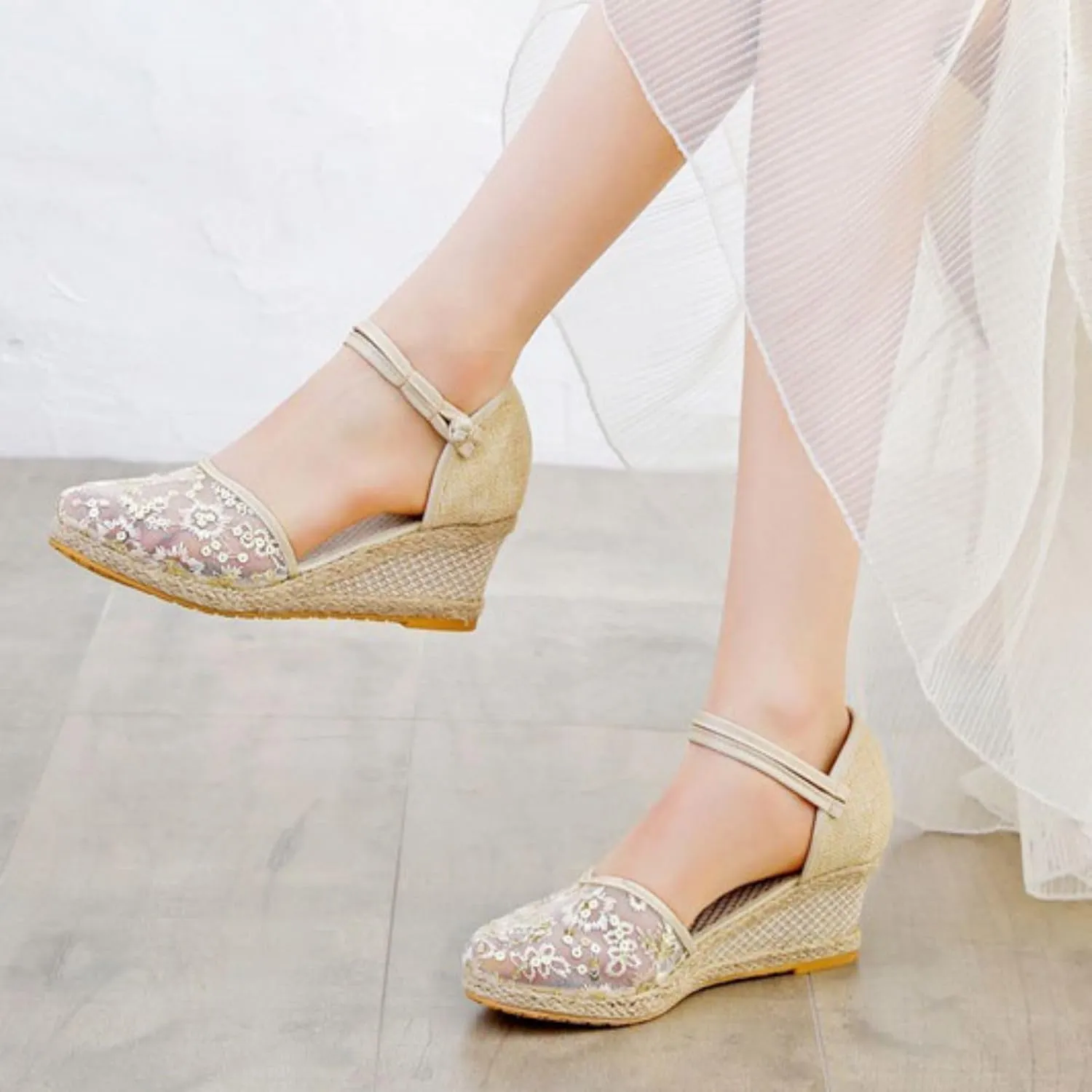 Sandals for Women 2025 Ankle Buckle Strap Closed Toe Wedge Sandals Platform Wedge Sandal Casual Espadrilles Wedge Sandal