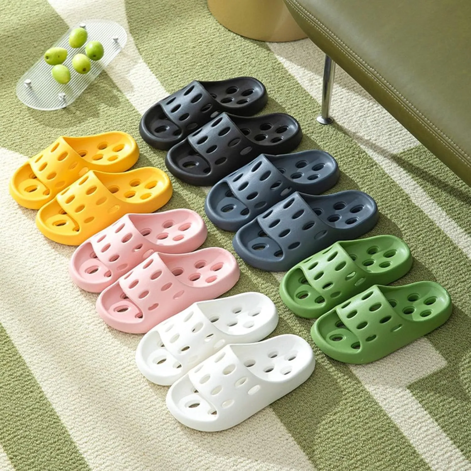 Shower Slippers Non Slip Quick Drying Bathroom Slippers for Women Men Arch Support Slides for Women and Mens