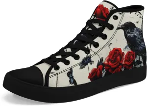 Skull High Tops Canvas Shoes for Men Women Classic Lace Up Fashion Sneaker Casual Flat Walking Shoes