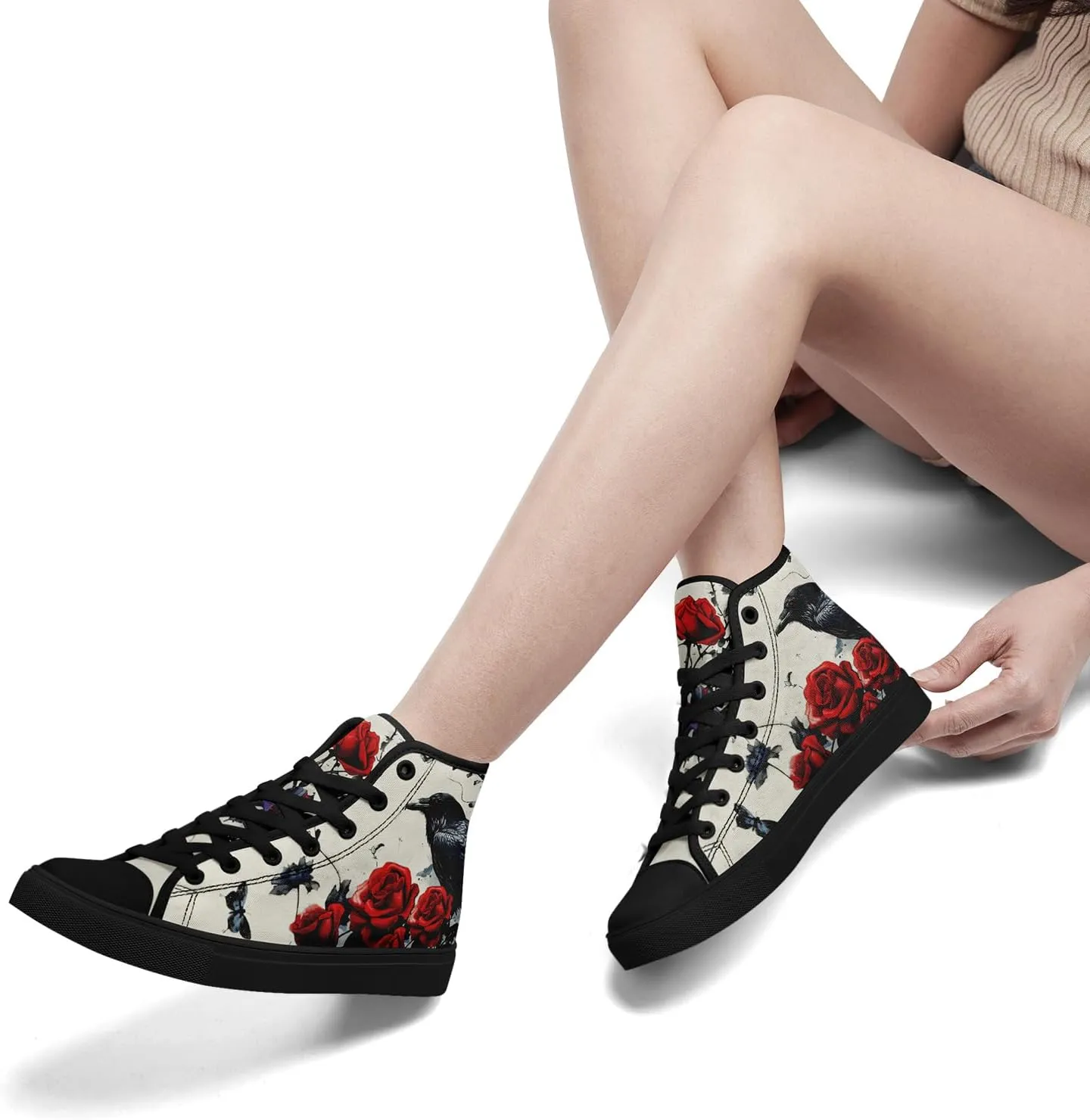 Skull High Tops Canvas Shoes for Men Women Classic Lace Up Fashion Sneaker Casual Flat Walking Shoes