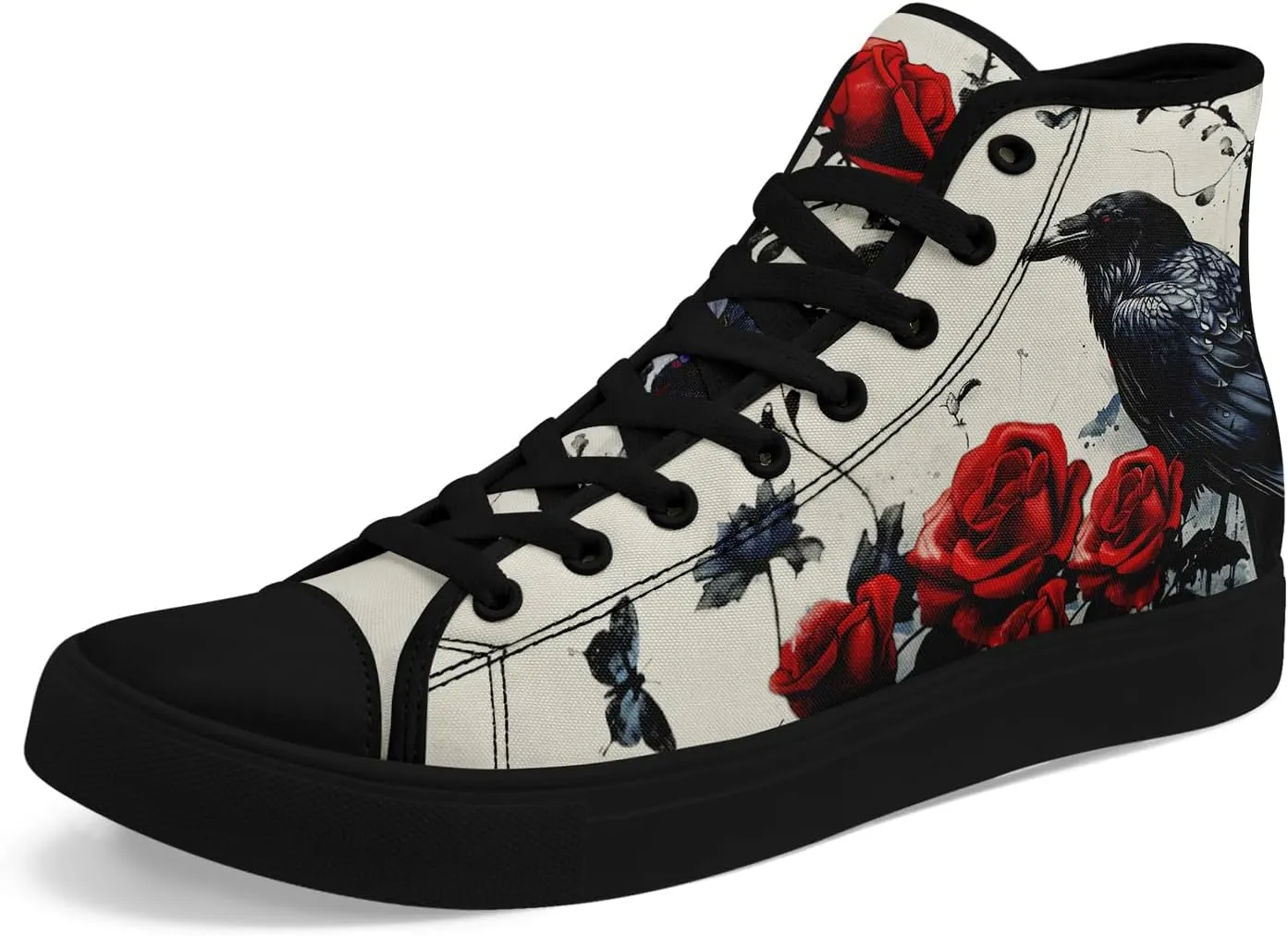 Skull High Tops Canvas Shoes for Men Women Classic Lace Up Fashion Sneaker Casual Flat Walking Shoes
