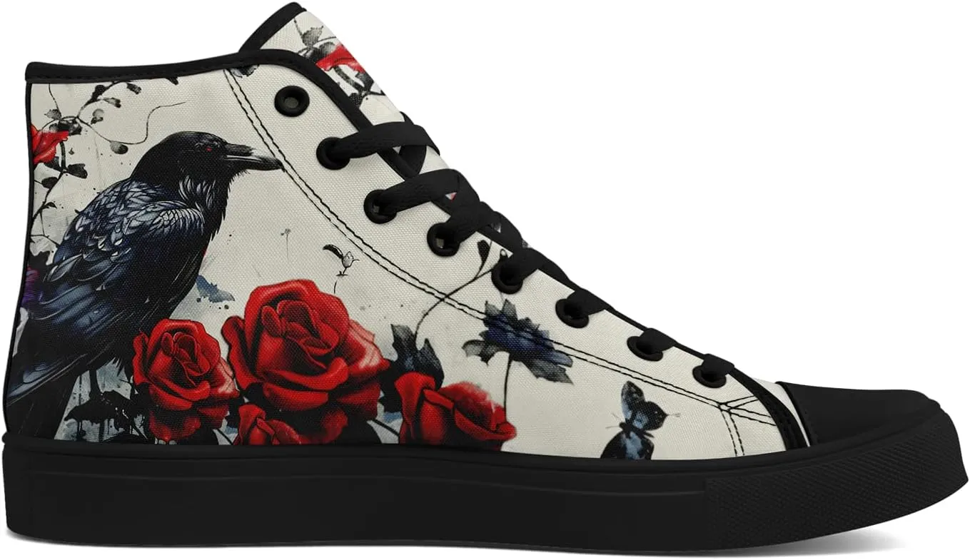 Skull High Tops Canvas Shoes for Men Women Classic Lace Up Fashion Sneaker Casual Flat Walking Shoes