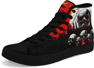 Skull High Tops Canvas Shoes for Men Women Classic Lace Up Fashion Sneaker Casual Flat Walking Shoes