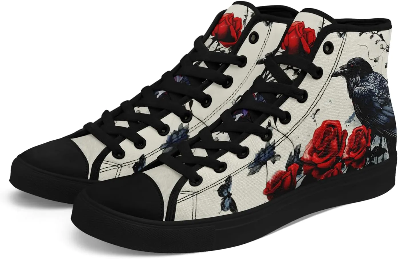 Skull High Tops Canvas Shoes for Men Women Classic Lace Up Fashion Sneaker Casual Flat Walking Shoes