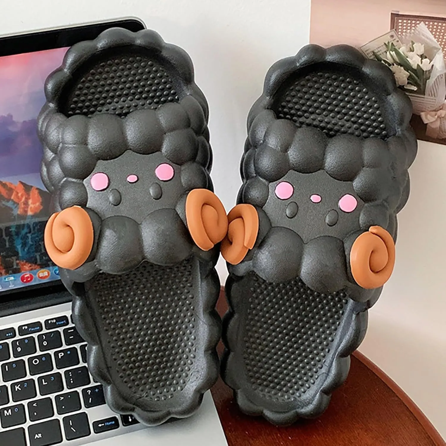 Slides for Women Open Toe Shower Shoes Bathroom Sandals Memory Foam Slides Comfortable Walking Sandals for Women