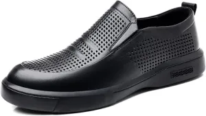 Slip-On Men's Breathable Leather Oxfords Shoes Business Casual Formal Shoes Office Work Low Top Dress Shoes Formal Wedding Shoes