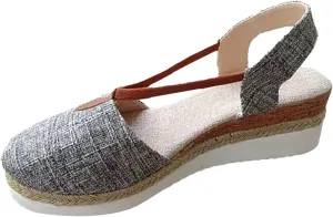 Smoneyful Womens Stylish Platform Wedge Sandals with Circle Ring Detail Espadrille Canvas for Beach Casual Comfortable for Every Occasion