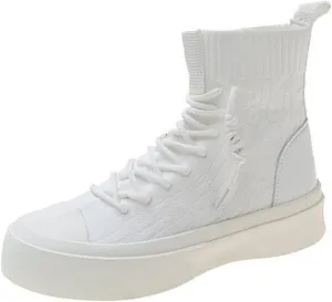 Socks Boots Breathable Flat All-Match Casual Sneakers 3 cm Thick Sole Breathable Canvas Shoes Outdoor Light Walking Shoes (Color : White, Size : 7)