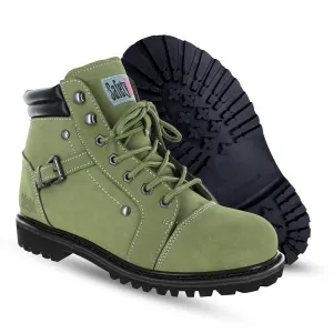 Steel Toe Boots for Women - Moss - 7.5M | Waterproof Women's Fusion Work Boots | Leather Work Boots | Rugged Goodyear Welt Construction | Oil Resistant Outsoles & Cushioned Insoles