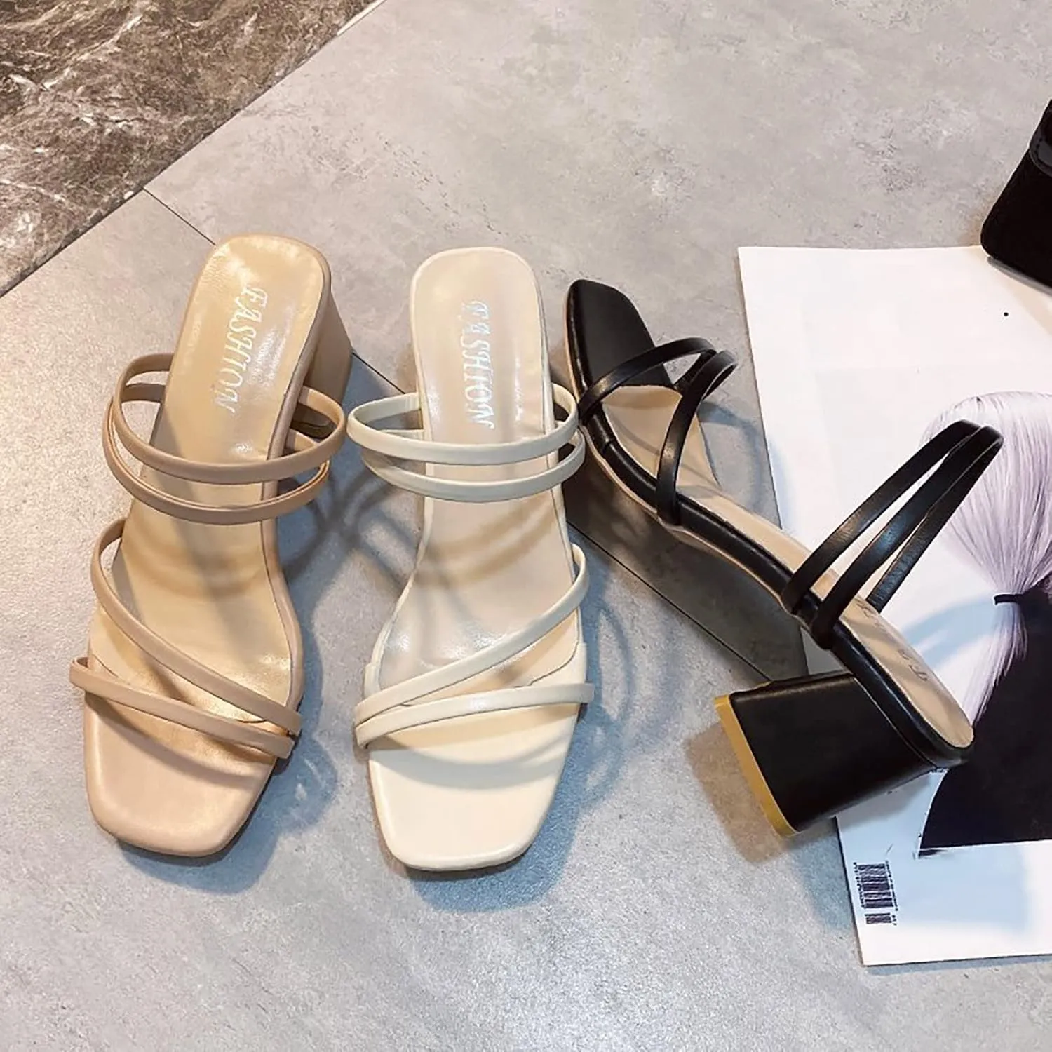 Strappy Heels for Women Square Toe Ankle Strap Heels Comfortable Pumps Shoes Party Dress Shoes Chunky Block Heel