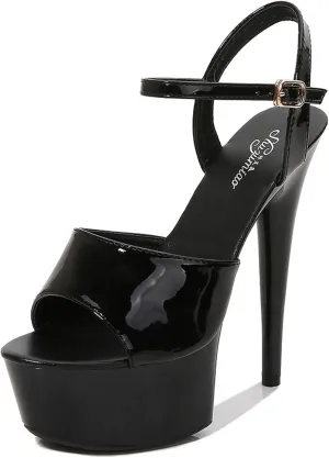 Strappy Heels Womens Sandals Open Toe Strappy Sandals Black Heels for Women Women's Lace Up Heeled Sandals
