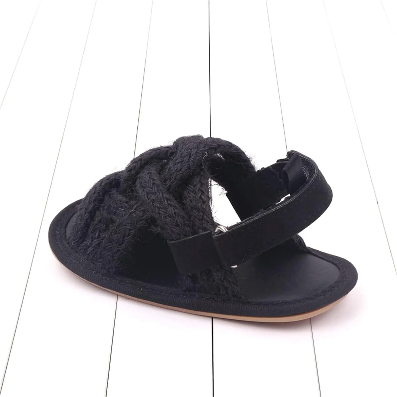 Summer Children Infant Toddler Shoes Girls Sandals Flat Bottom Lightweight Li Linen Woven Upper Soft Breathable Comfortable Little Shoe